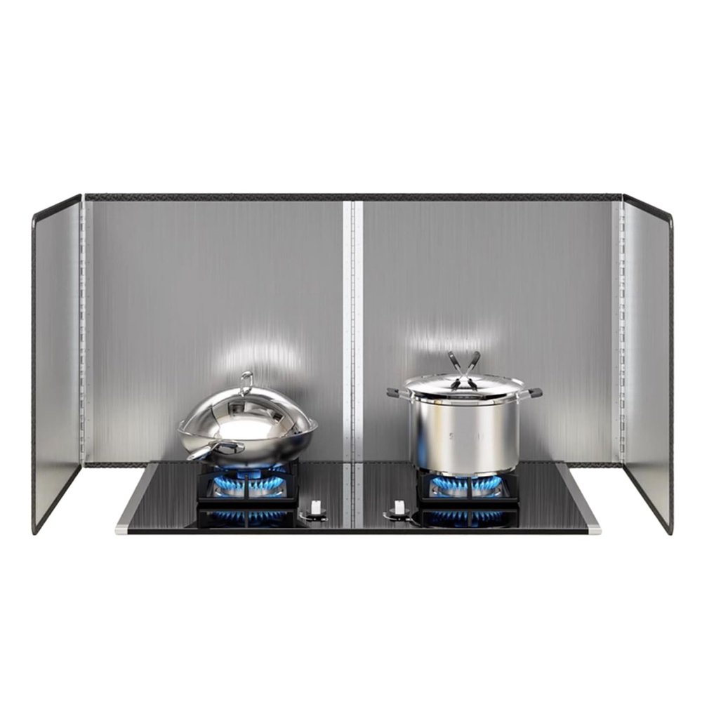 LumaGrove Stove Splatter Guard Stainless Steel 4 Sided Folding Splash Guard Silver Multiple Sizes(40x80x40cm)
