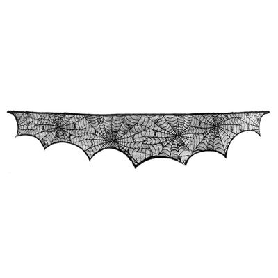 SOFPLATE 14 x 101 Inch Black Lace Halloween Decor Gothic Fireplace Cover Lace Tablecloth Elegant Mantel Scarf Table Runner for Home Party Door Decorations Trick or Treat Indoor Outdoor Festive Setup