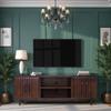 75 inch TV Stand, for TVs up to 85 inches, No Assembly Required, Rosewood Finish TV Cabinet Entertainment Center view 3