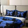 100% Cotton Navy Blue Bow Knot Duvet Cover Set,Sparkling Bowknot Twin Bedding Sets for Girls,Watercolor Girly Princess Bow Comforter Cover,Glitter Kawaii Geometric Bow-Tie Bed Set Cute Aesthetic Room view 3