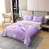 100% Cotton Cute Ribbon Bowknot Duvet Cover Set Full Size,Glitter Sequins Bow Knot Bedding Set,Sparkling Diamond Lavender Bow Tie Comforter Cover,Dreamy Princess Style Bow Bed Set Kawaii Room view 4