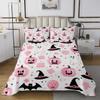 jejeloiu Kids Halloween Decor Bedspread King Size Cartoon Ghost Coverlet Set Pumpkins Quilted Coverlet for All Season with 2 Pillowcases Spooky Halloween Decorations Microfiber Lightweight view 2