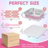 (35 Pack)Pink 8x8 Inch Disposable Aluminum Foil Pans&Square Cake Pans for Parties, Clear Plastic Lids,Eco-Friendly Baking Trays with Stickers&Cake Spoons,Picnics,Casseroles,Takeout,Recyclable Cookware view 2