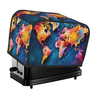 2 Slice Toaster Cover with Pockets & Top Handle Small Bread Maker Covers Abstract World Map Kitchen Small Appliance Cover Washable Universal Oven Covers
