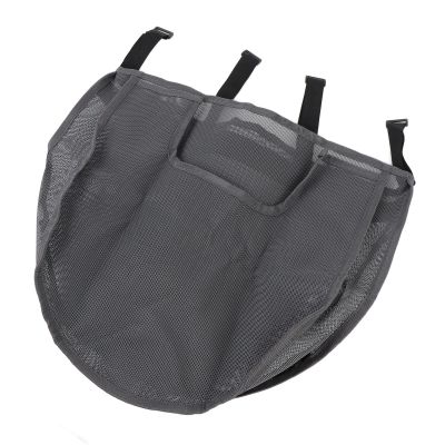 Focket Mesh Bath Toy Bag, Large Capacity Breathable Storage Bag Zippered Wall Hanging with 4 Hooks for Bathroom Kitchen Balcony (Grey)