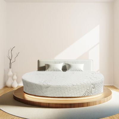 FoamRush 10" x 96" Diameter, Round California King Mattress Replacement, CertiPUR-US Certified, Made in USA, Extra Firm, High Density Foam w/Water-Resistant, Cotton Cover w/Zip