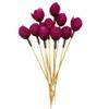 100pcs Red Flower Bud Toothpicks, 4.7 Inch Fancy Sticks for Appetizers, Handmade Bamboo Appetizer Fruit Skewers Food Picks for Wedding Valentines Holiday Party Decoration (Flower Bud Red) view 3