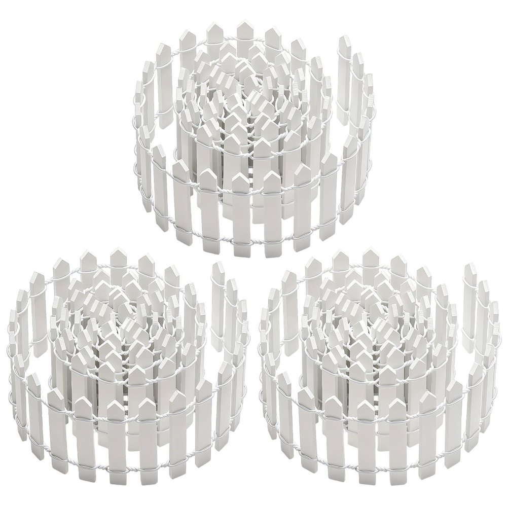 KQYSLXG 3 PCS 35 Inch Mini Christmas Garden Fence, White Miniature Fairy