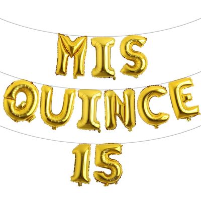 Mis Quince 15 Balloon Set,Girl's 15th Birthday Crown Theme Party Decoration for Quinceanera Birthday Party Decorations (MIS QUINCE 15 Gold)