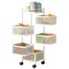 Xorgeximo 5 Tier Rotating Storage Rack Cart, Fruit and Vegetable Basket Bowls with Metal Top Lid, Wire Basket Organizer on Wheels for Kitchen, Bathroom, Living Room(White) view 1
