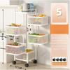 Xorgeximo 5 Tier Rotating Storage Rack Cart, Fruit and Vegetable Basket Bowls with Metal Top Lid, Wire Basket Organizer on Wheels for Kitchen, Bathroom, Living Room(White) view 2