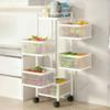 Xorgeximo 5 Tier Rotating Storage Rack Cart, Fruit and Vegetable Basket Bowls with Metal Top Lid, Wire Basket Organizer on Wheels for Kitchen, Bathroom, Living Room(White) view 3