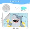 Cartoon Funny Shark Portable Ironing Board with Silicone Iron Holder Foldaway Ironing mat for Countertop Table top almohadilla para planchar 48"x28" view 2