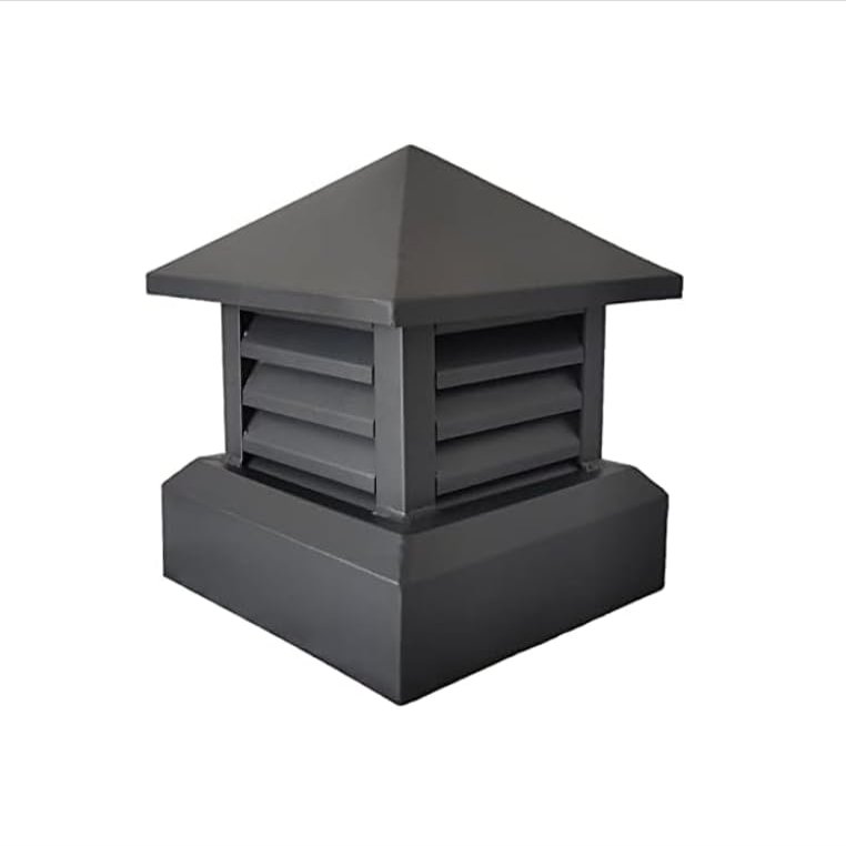 Aluminum Alloy Chimney Cowl Cap - Square Roof Vent with Rain Louver, Windproof Design, Size 45x45 cm - Durable Chimney Cap for Enhanced Ventilation and Protection