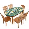 Swiss Alps Edelweiss Printed on Oval Clear Plastic Tablecloth Protector, Elastic Table Covers, for Banquet Halls Picnics & BBQs Hotel Events, Fits for 42" x 60" Oval Tables view 1