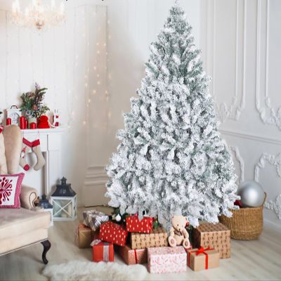 6.9ft Snow-Flocked Artificial Christmas Tree - 800 Realistic PVC Branch Tips with Detachable Stand & Reinforced Feet, Easy Assembly, 82.7" Full Xmas Tree for Home, Office, Holiday Decor