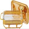 ZOCWJK Chafing Dish Food Warmer Rectangular Stainless Steel Chafing Dish Set with Stainless Steel Lid and Oven Safe Glass Warming Container(Gold-1.5L view 4