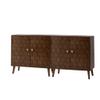 HOMPUS Sideboard Buffet Cabinet Set of 2, 32" Checkerboard Pattern Accent Cabinet with 2 Doors, Easy Assemble, Storage Cabinet with Adjustable Shelf for Living Room, Entryway, Dining Room, Walnut view 1