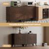 HOMPUS Sideboard Buffet Cabinet Set of 2, 32" Checkerboard Pattern Accent Cabinet with 2 Doors, Easy Assemble, Storage Cabinet with Adjustable Shelf for Living Room, Entryway, Dining Room, Walnut view 4