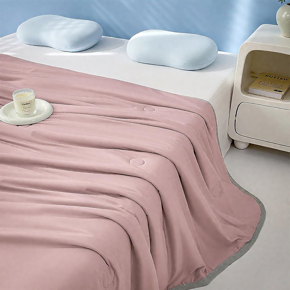MZP Cooling Blankets for Hot Sleepers Cool Summer Blanket Lightweight Breathable Summer Throw for Couch Transfer Heat to Keep Body Cool for Hot Sleepers Menopause(Pink,150x200cm)
