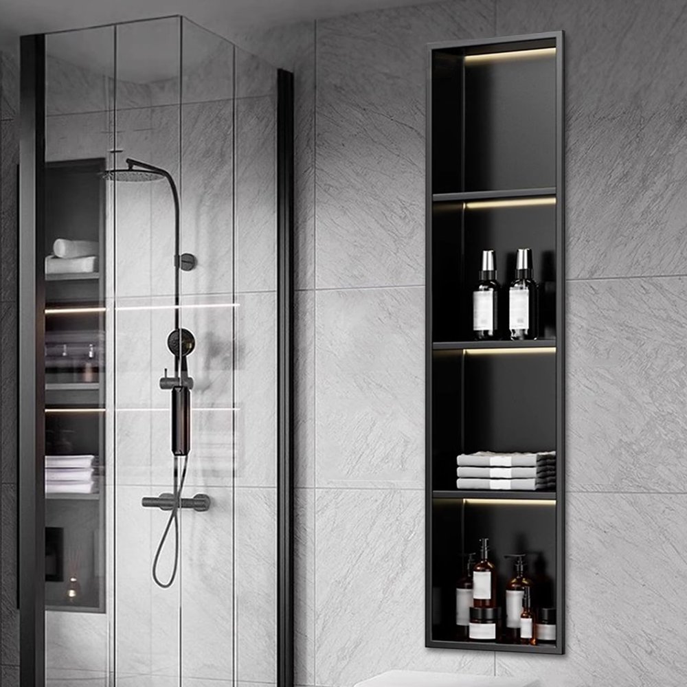 304 Stainless Steel Shower Niche - Rustproof Wall Storage with LED Light for Bathroom, Kitchen & Bedroom - No Tile Needed, Durable & Stylish Design
