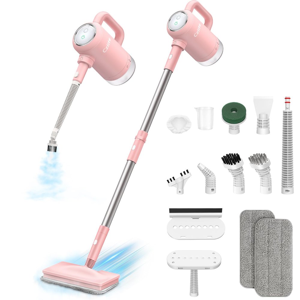 Czlife 13-in-1 Steam Mop, Handheld Steam Cleaner for Home and Floor Cleaning, Floor Steamers for Hardwood and Tile with Attachments, Electric Mop for Grout Laminate Couch Clothes Carpet, Corded