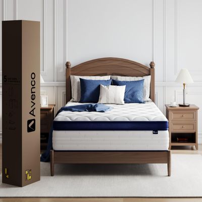 Avenco Full Mattress, Hybrid Full Size Mattress in a Box, 12 Inch Full Size Mattresses with Comfort Foam and Pocket Coils for Pressure Relief Motion Isolation