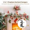 6 Pack Adjustable Garland & Stocking Hooks, No Drill Mantle Hangers with Anti-Slip Pads, Heavy Duty Christmas Decor Holders view 3