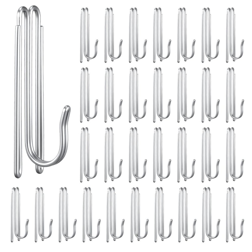 100 Pcs Stainless Steel Curtain Pleat Hooks, 4 Prongs Pinch Pleat Drapery Clips, Curtain Pleater Tape Hooks Drapery Hook for Window, Door, Bathroom Curtains