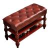 KGBNYSS Shoe Rack Storage Bench with PU Cushion Clamshell Design 2-Layer Shoe Rack Solid Wood Shoe Bench Locker for The Corridor Bearing Weight 130kg(Brown,60x35x48cm) view 1
