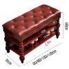 KGBNYSS Shoe Rack Storage Bench with PU Cushion Clamshell Design 2-Layer Shoe Rack Solid Wood Shoe Bench Locker for The Corridor Bearing Weight 130kg(Brown,60x35x48cm) view 2