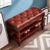 KGBNYSS Shoe Rack Storage Bench with PU Cushion Clamshell Design 2-Layer Shoe Rack Solid Wood Shoe Bench Locker for The Corridor Bearing Weight 130kg(Brown,60x35x48cm) view 3