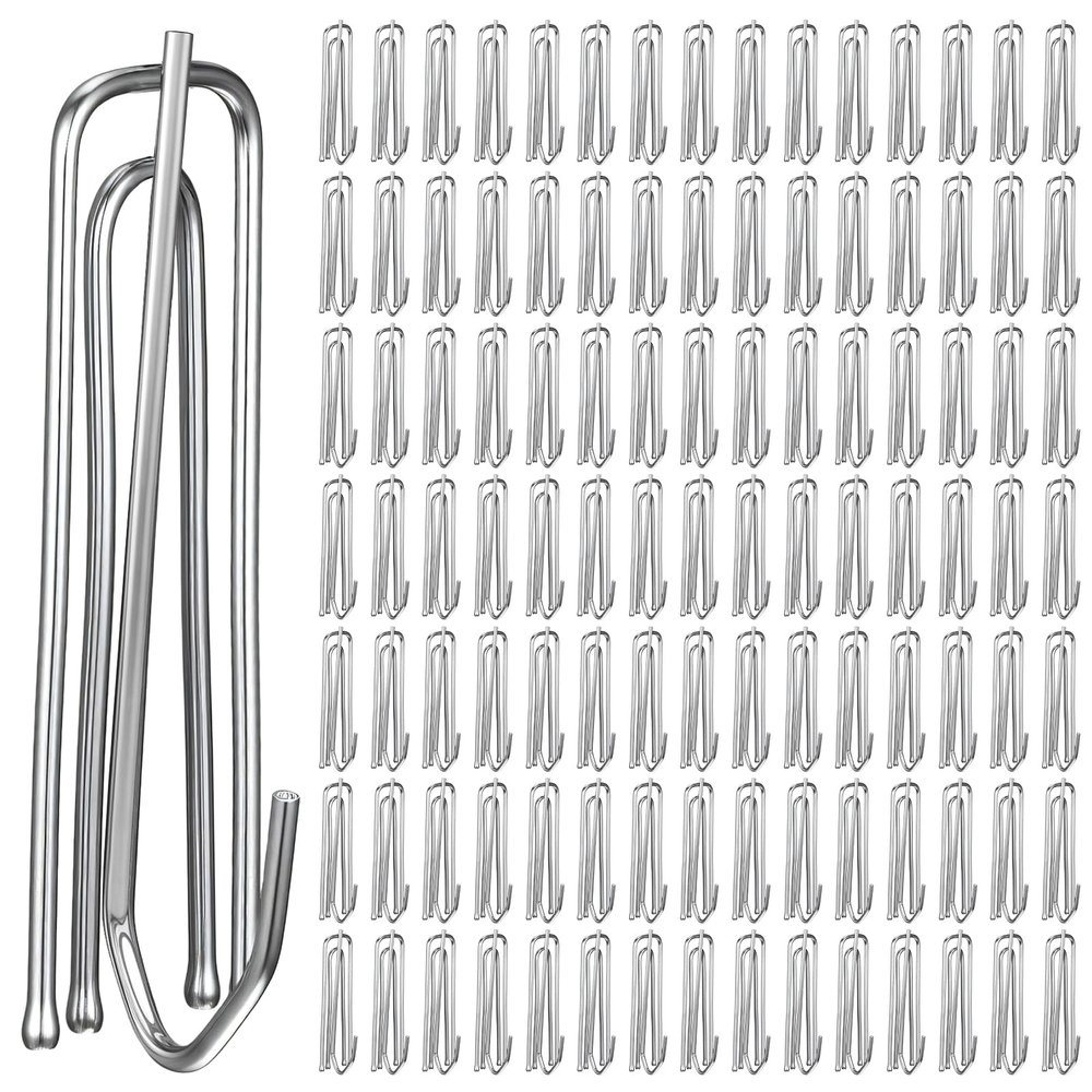 105 Pcs Stainless Steel Curtain Pleat Hooks, 4 Prongs Pinch Pleat Clips for Drapery Traverse Pleater Tape, Window Door Bathroom Curtain, Silver