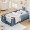 Twin Upholstered Bed Frame for Kids Girls, Cute Princess Bed Frame & Boucle Kids Beds with Rabbit Ear Headboard & Pocket/Rail, No Box Spring Needed, Easy Assembly (Baby Blue) view 1