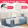 Twin Upholstered Bed Frame for Kids Girls, Cute Princess Bed Frame & Boucle Kids Beds with Rabbit Ear Headboard & Pocket/Rail, No Box Spring Needed, Easy Assembly (Baby Blue) view 3