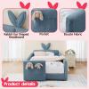 Twin Upholstered Bed Frame for Kids Girls, Cute Princess Bed Frame & Boucle Kids Beds with Rabbit Ear Headboard & Pocket/Rail, No Box Spring Needed, Easy Assembly (Baby Blue) view 4