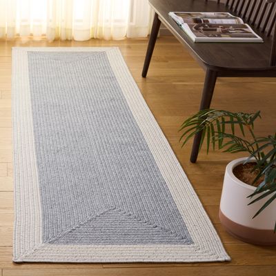 SAFAVIEH Braided Indoor/Outdoor Runner Rug 2'3"x8', Grey & Ivory BRA281F
