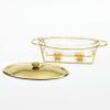 BVFDPPWQ 3L Oval Chafing Dish Buffet Set with Glass Pot and Stainless Steel Stand Perfect for Weddings,Parties,Banquets,and Catering Events (Gold) view 2