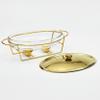 BVFDPPWQ 3L Oval Chafing Dish Buffet Set with Glass Pot and Stainless Steel Stand Perfect for Weddings,Parties,Banquets,and Catering Events (Gold) view 3