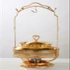 BVFDPPWQ Gold Chafing Dish Buffet Set, Luxury Buffet r Hanging Lid Dining Stove Set with Lid and Lid Hook, Round Chafing Buffet r and Warmer for Party, Buffet, Weddings view 3