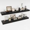 Acovy 55 Inch Floating Shelves, 12" Deep Floating Shelf Wall Mounted, 55" Wall Shelves, Rustic Deep Bookshelf, Extra Deeper & Thicker Display Shelves for Bedroom, Living Room, Black, Set of 2 view 1