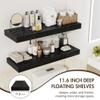 Acovy 55 Inch Floating Shelves, 12" Deep Floating Shelf Wall Mounted, 55" Wall Shelves, Rustic Deep Bookshelf, Extra Deeper & Thicker Display Shelves for Bedroom, Living Room, Black, Set of 2 view 4