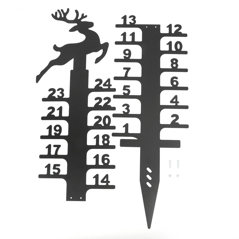 Ymiko Iron Snow Measuring Stick 24 Inch Deer Design Winter Yard Decoration Accurate Easy Installation for Outdoor Garden Lawn