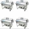 4er-Pack 8QT Rectangular Chafing Dish Chafer Buffet Warmer Set Made of Stainless Steel with A Foldable Frame, Water Pan, Food Pan, Fuel Holder and Lid for Catering Banquet view 1