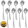 8 Pcs Soup Spoons Made Of Stainless Steel, Round-Head Oatmeal Spoon Set, Smooth, Long Handle For Buffet And Liquid Food Service view 1