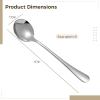 8 Pcs Soup Spoons Made Of Stainless Steel, Round-Head Oatmeal Spoon Set, Smooth, Long Handle For Buffet And Liquid Food Service view 3