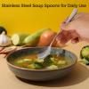 8 Pcs Soup Spoons Made Of Stainless Steel, Round-Head Oatmeal Spoon Set, Smooth, Long Handle For Buffet And Liquid Food Service view 4
