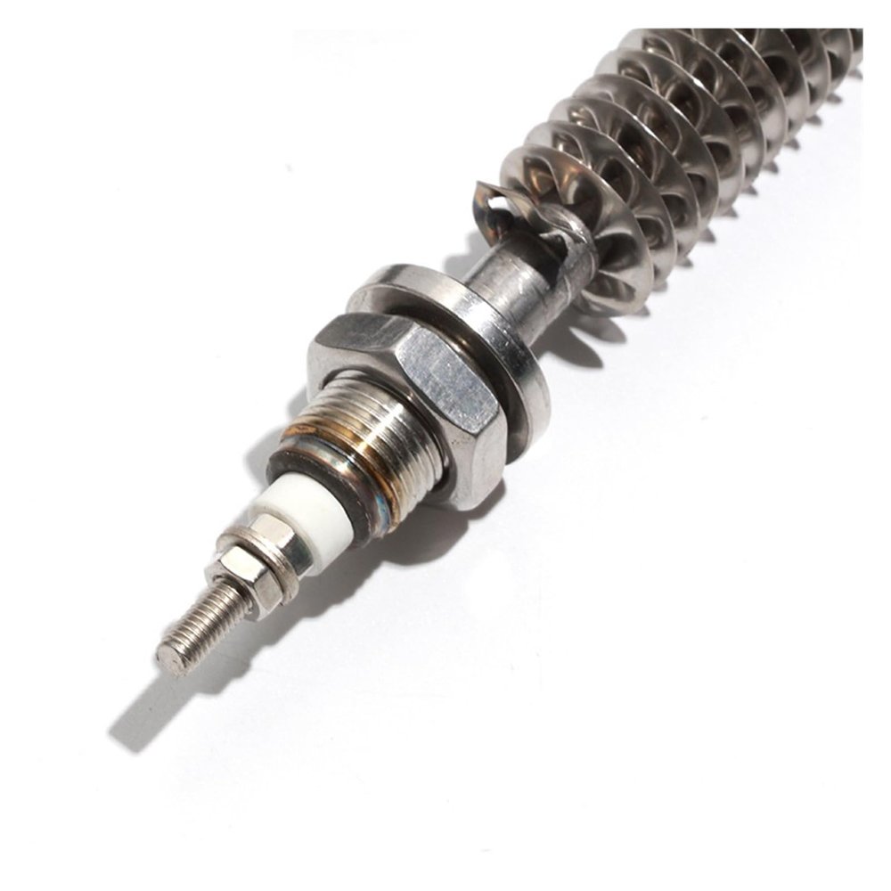 ToolRise Finned Heating Element Air Finned Heater 304SS 220V Tubular Heating Element 1.5KW 2KW 2.5KW 3KW 3.5KW Copper Thread Electric Stove Heat Duct(Dark Grey)