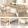 63"-79" Extendable Dining Table Set for 8, 9 Piece Expandable Dining Room Table and Upholstered Dining Chairs with Casters Set of 8, Modern Large Wood Kitchen Table with White Sturdy Base, Grey view 3