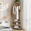 IDEALHOUSE Corner Coat Rack With Shoe Bench and 6 Double Hooks, Corner Hall Tree - Clothes Rack With Storage Hall Tree With Organizer Shelf for Entryway, Hallway, Closet (02-Gold) view 4